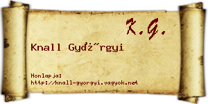Knall Györgyi névjegykártya